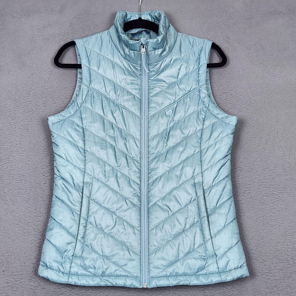 Columbia Vest Womens Medium Blue Omni-Heat Quilted Insulated Zip Warm Puffer